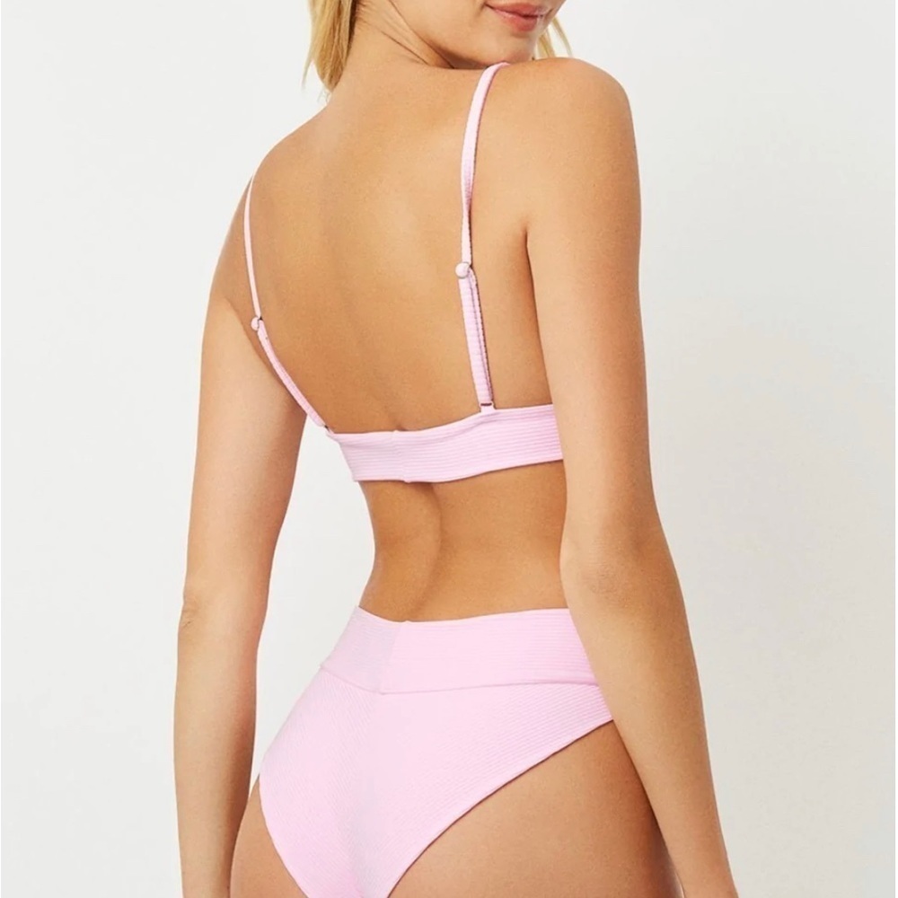 Gavin Ribbed Scoop Bikini Top in Love Pink by FRANKIES BIKINIS - Picture 3 of 6